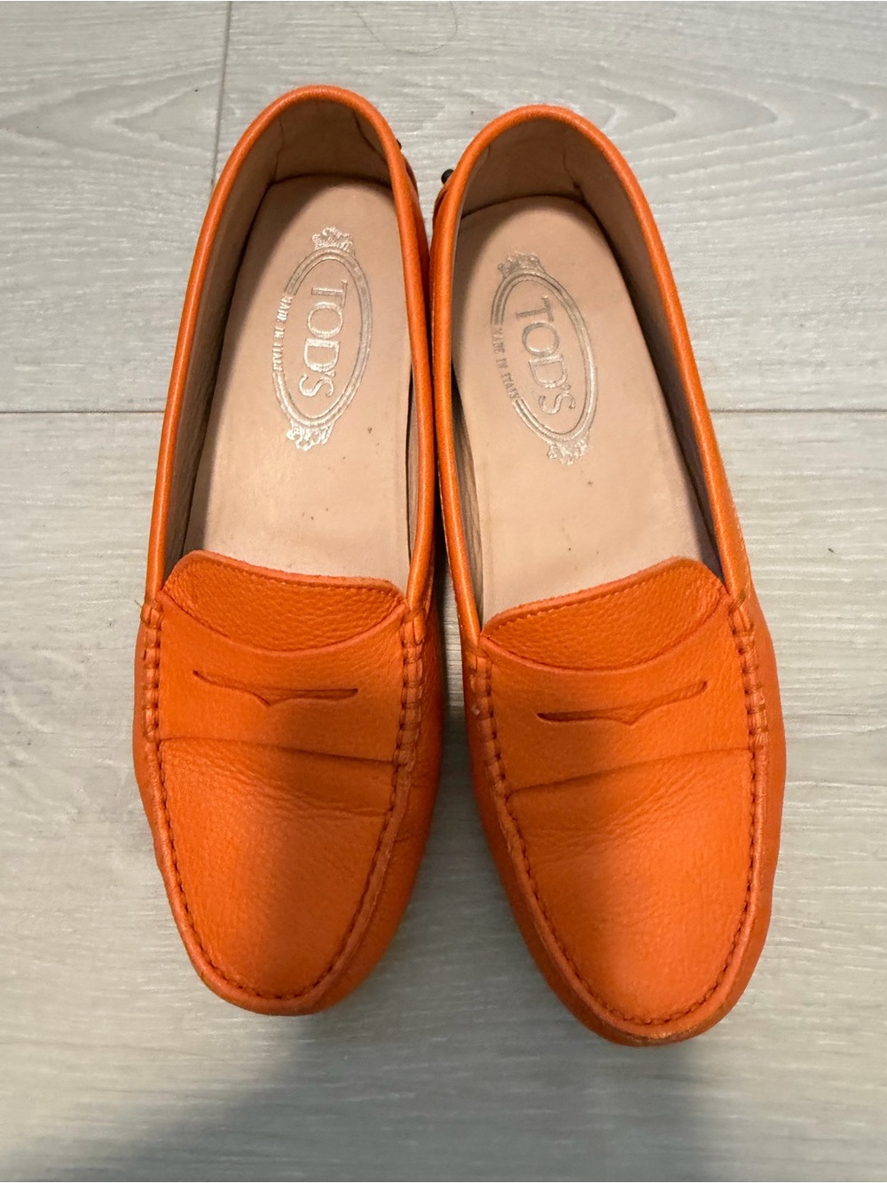 Tod’s Gommino Orange Leather Loafer